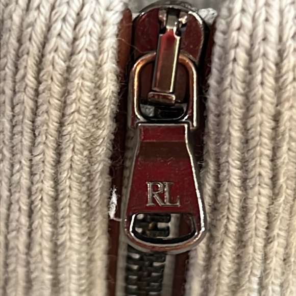Polo Golf Ralph Lauren Merino Wool Beige Mock collard 1/4 Zip PullOver Men Large - Picture 9 of 10